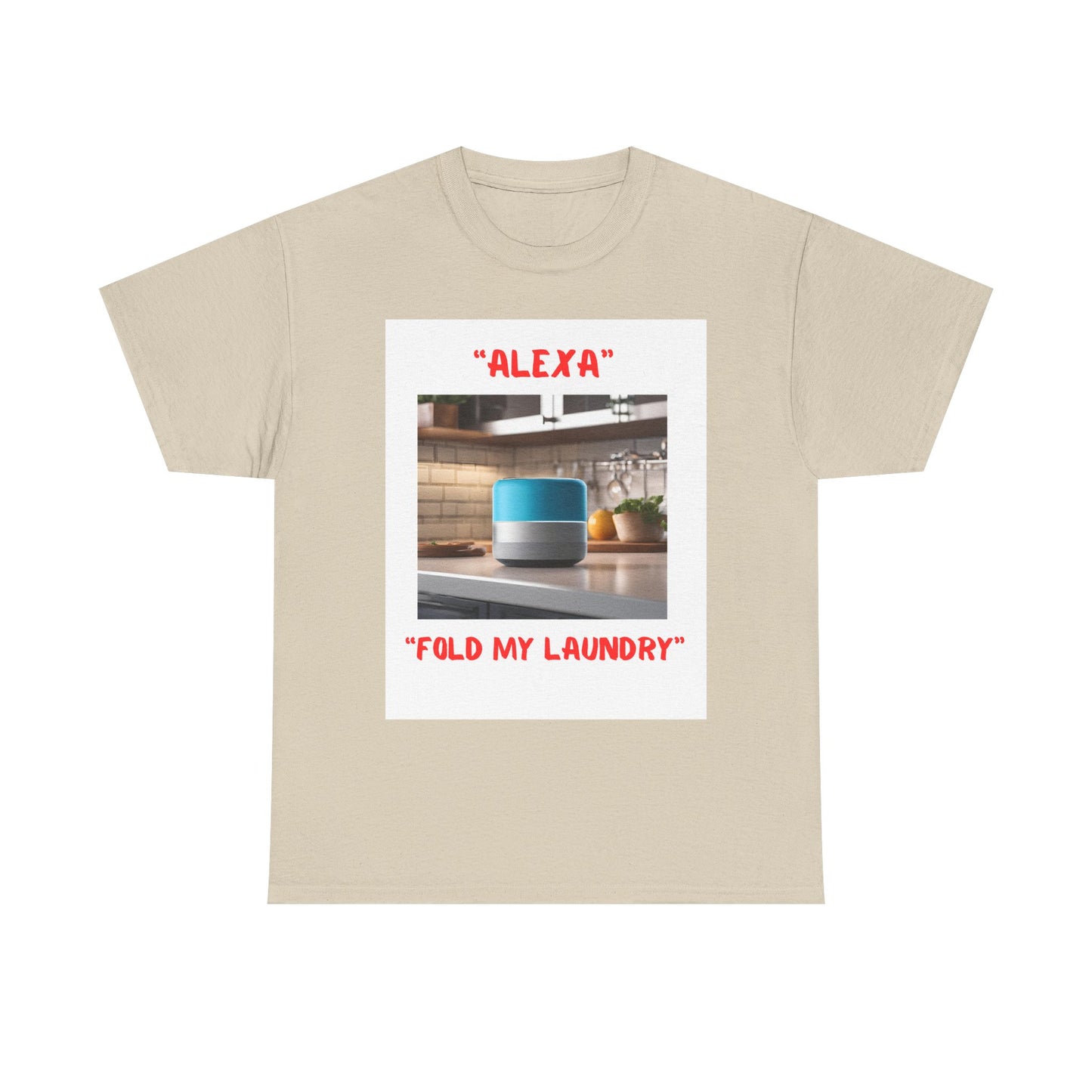 Funny Unisex Heavy Cotton Tee - "Alexa, Fold My Laundry" - Perfect for Tech Lovers and Homebodies